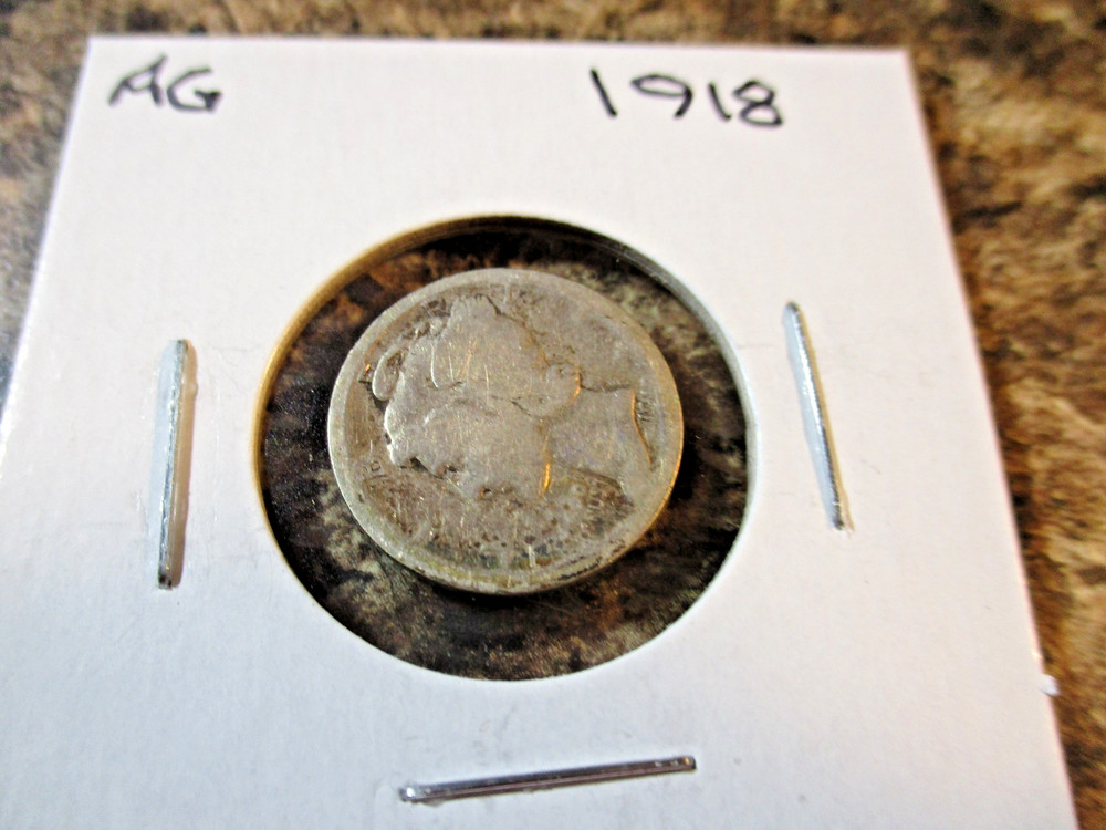 1918 MERCURY SILVER DIME AG      71
