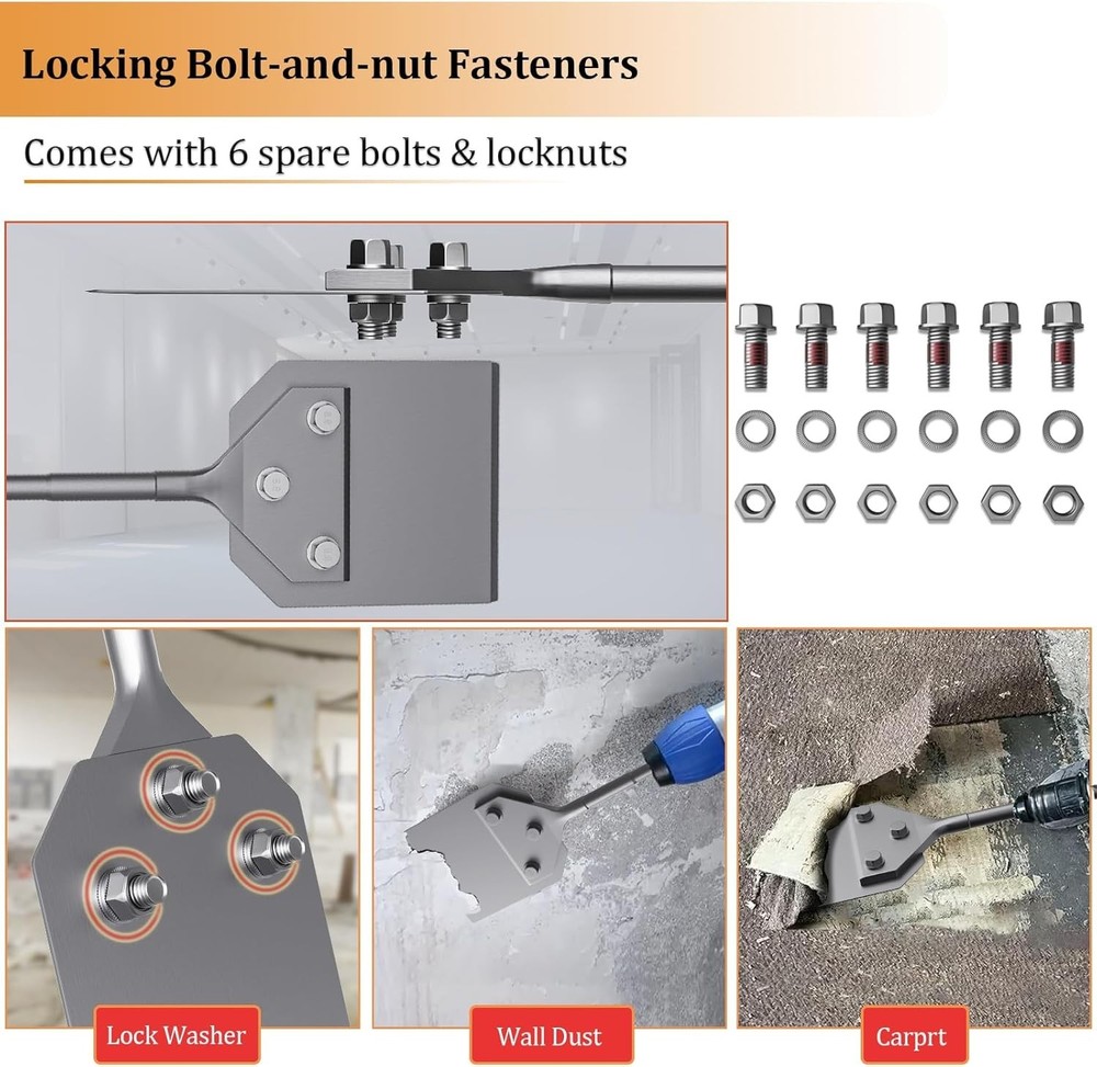 2 Pcs SDS Plus Floor Scraper Replacement Blades with Bolts Nuts and Washers