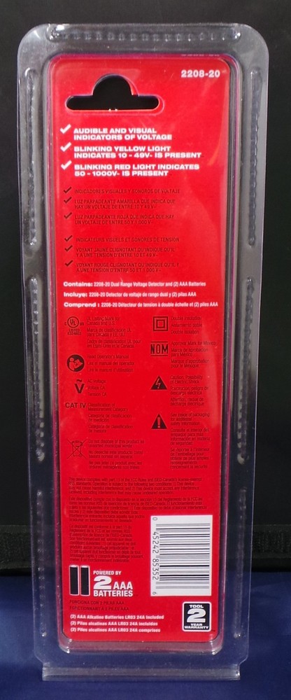 Milwaukee 2208-20 Dual Range Voltage Detector - New