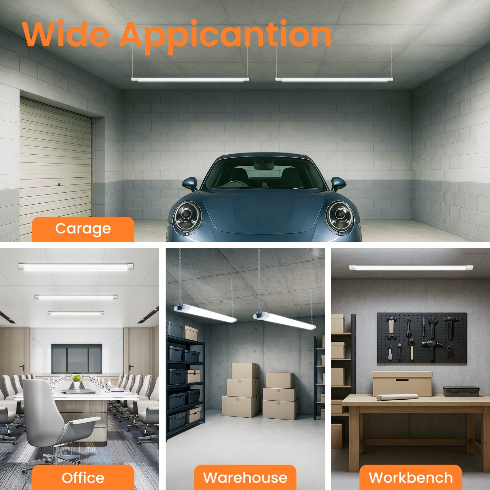 4 Pack 4FT LED Shop Lights 4800lm 5CCT 40W linkable Utility Lights for Garage