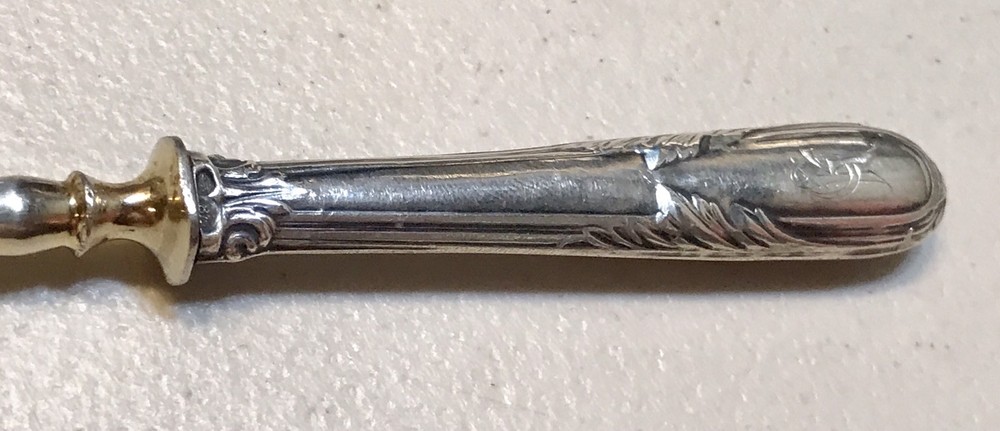 Vintage Antique Early 20C Russian Soviet Silver 875 Monogram Flatware Fork Old