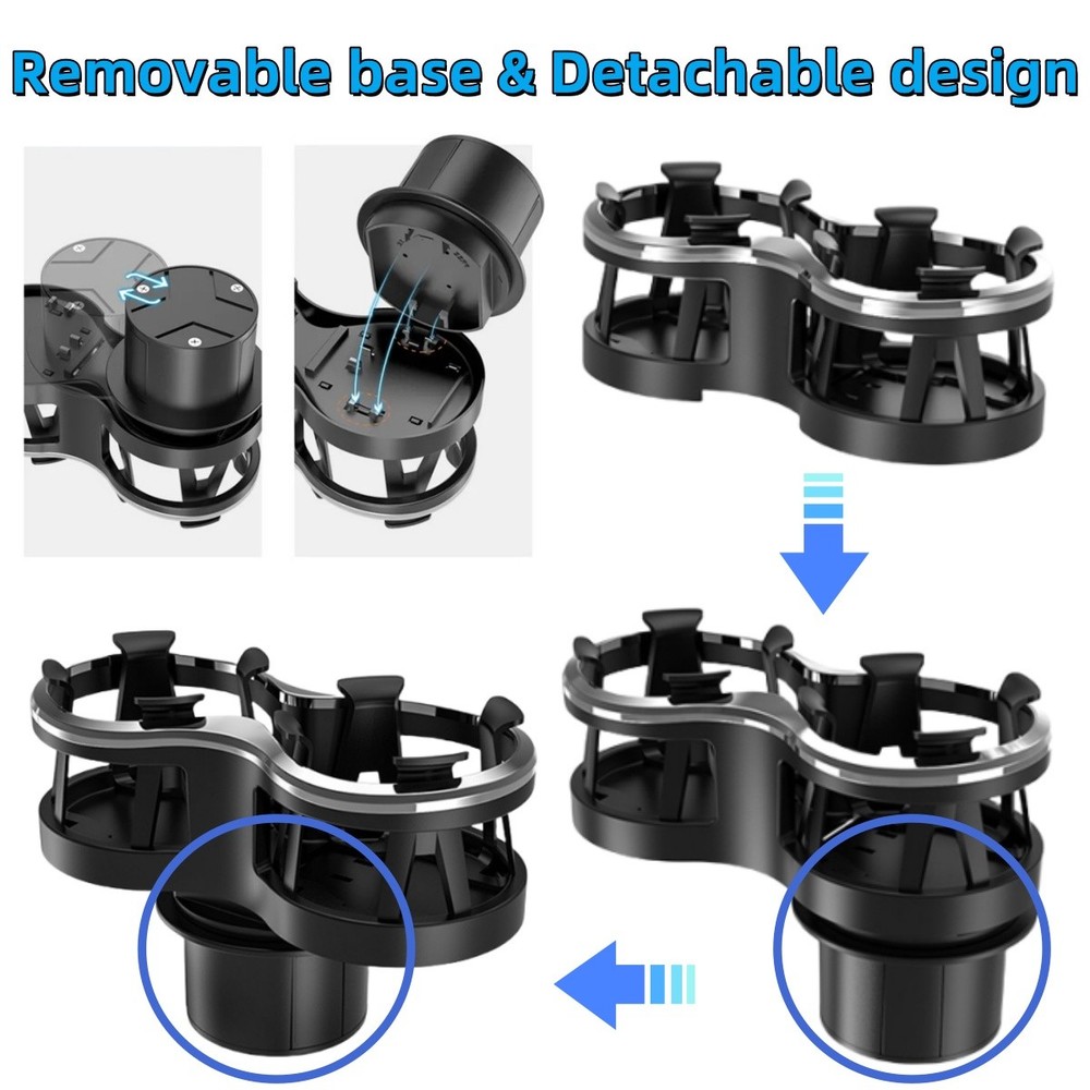 2x Car Cup Water Bottle Holder Insert Adapter Extender Expandable Removable Base