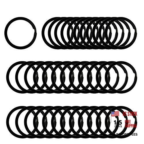 Matte Black Key Chain Rings 36pc, Assorted Sizes