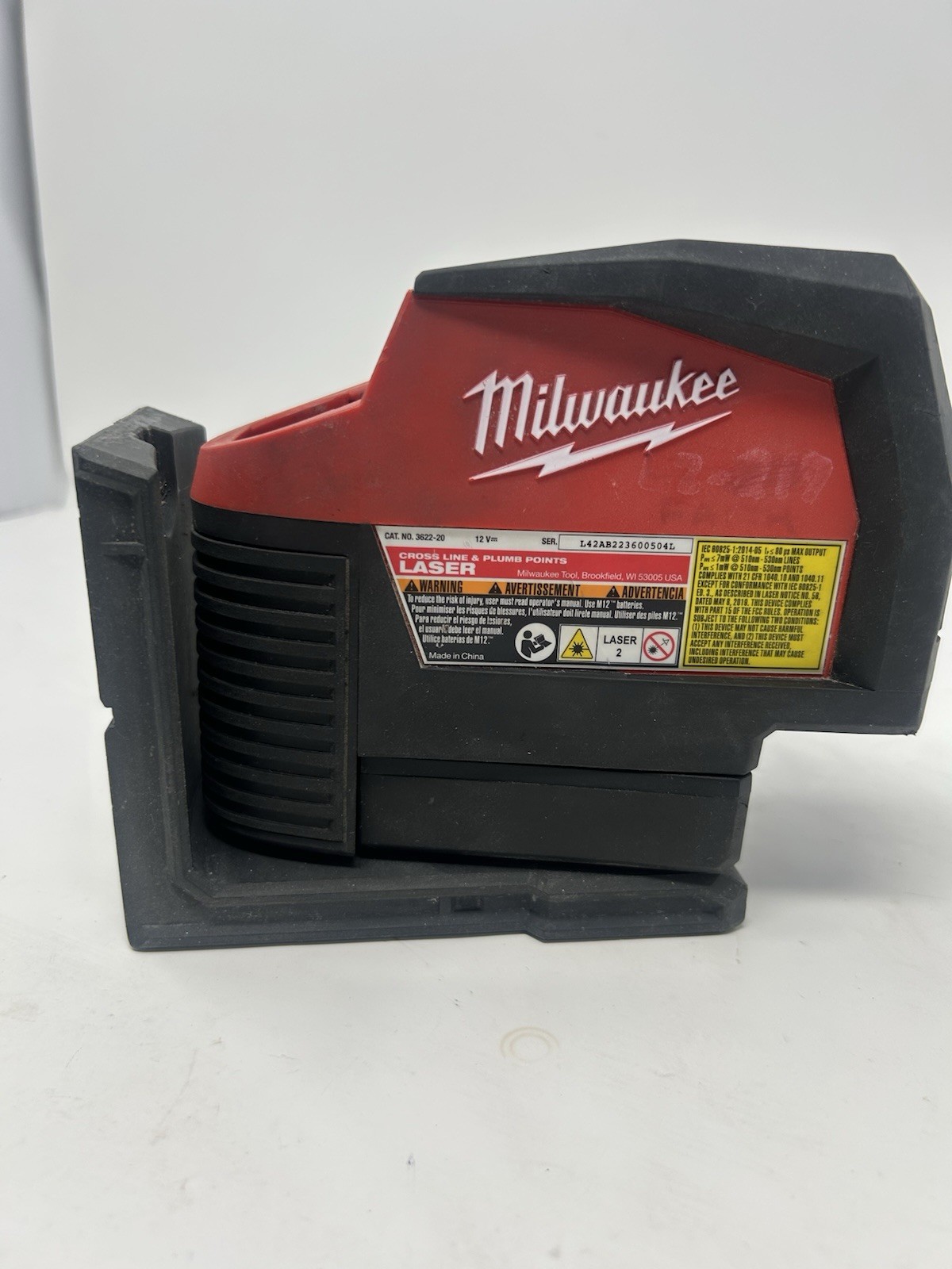 Milwaukee Model 3622-20 M12 Green Cross Line Plumb Points Laser