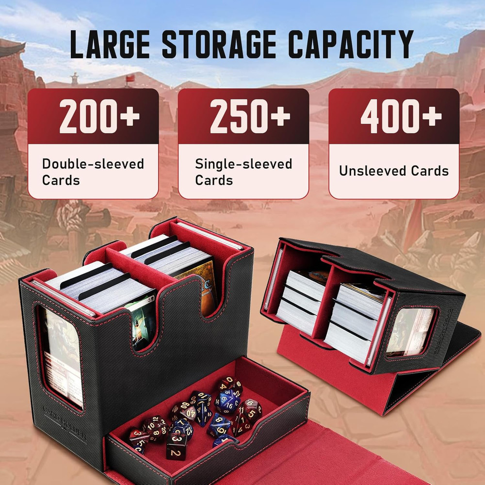 MTG Deck Box, MTG Commander Card Deck Box with Commander Display & Dice Tray Fi