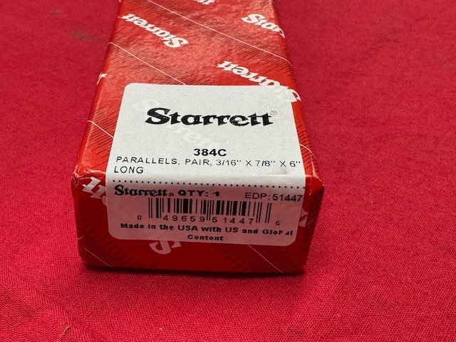 Starrett 384C Steel Parallel 6" Length, 3/16" Thickness, 7/8" Width