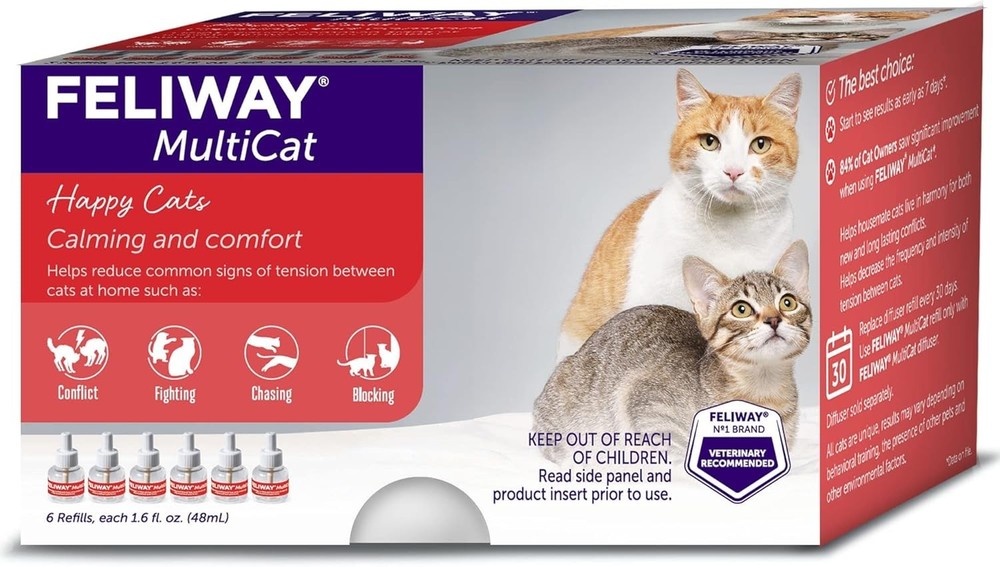 MultiCat 6 x 30 Day Cat Calming Refills for Pheromone Diffuser, 6 x 48ml Valu...