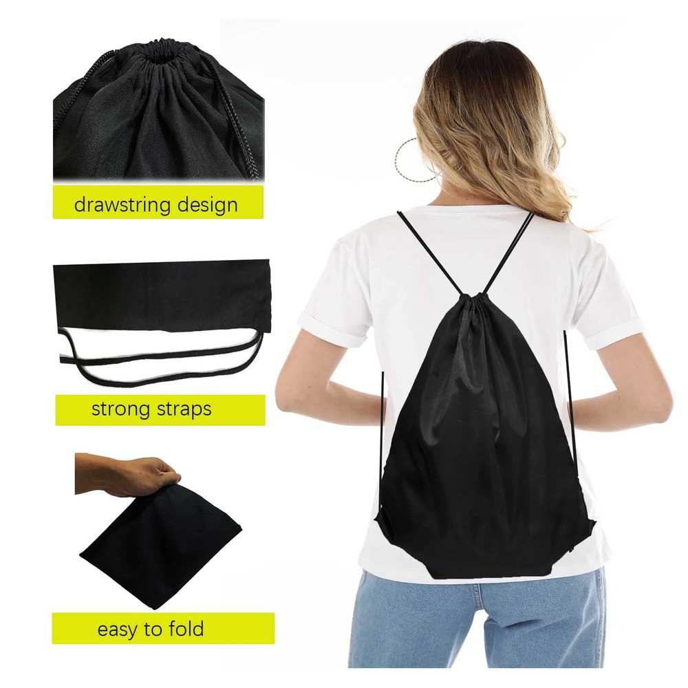 CAIHONG 100 Pack Drawstring Backpack Black Bulk Black-100Pack, Black-100pack