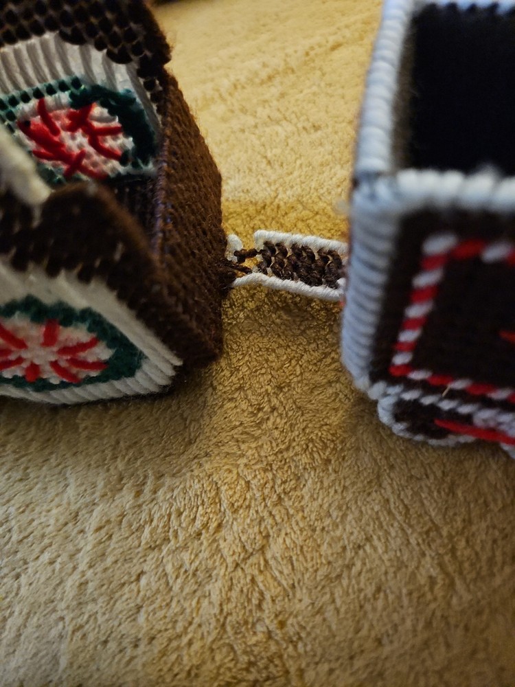 Handmade Needlepoint Gingerbread Christmas Train Vintage 18"
