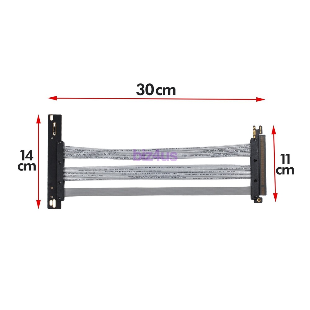 30CM 90 Degree PCIE 4.0 Extension Cable 16x Shielded High Speed GPU Riser Cable