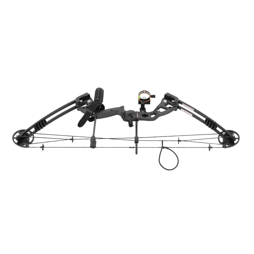 Black Right-Hand Compound Bow Kit for Beginners - Adjustable 30-55 lbs