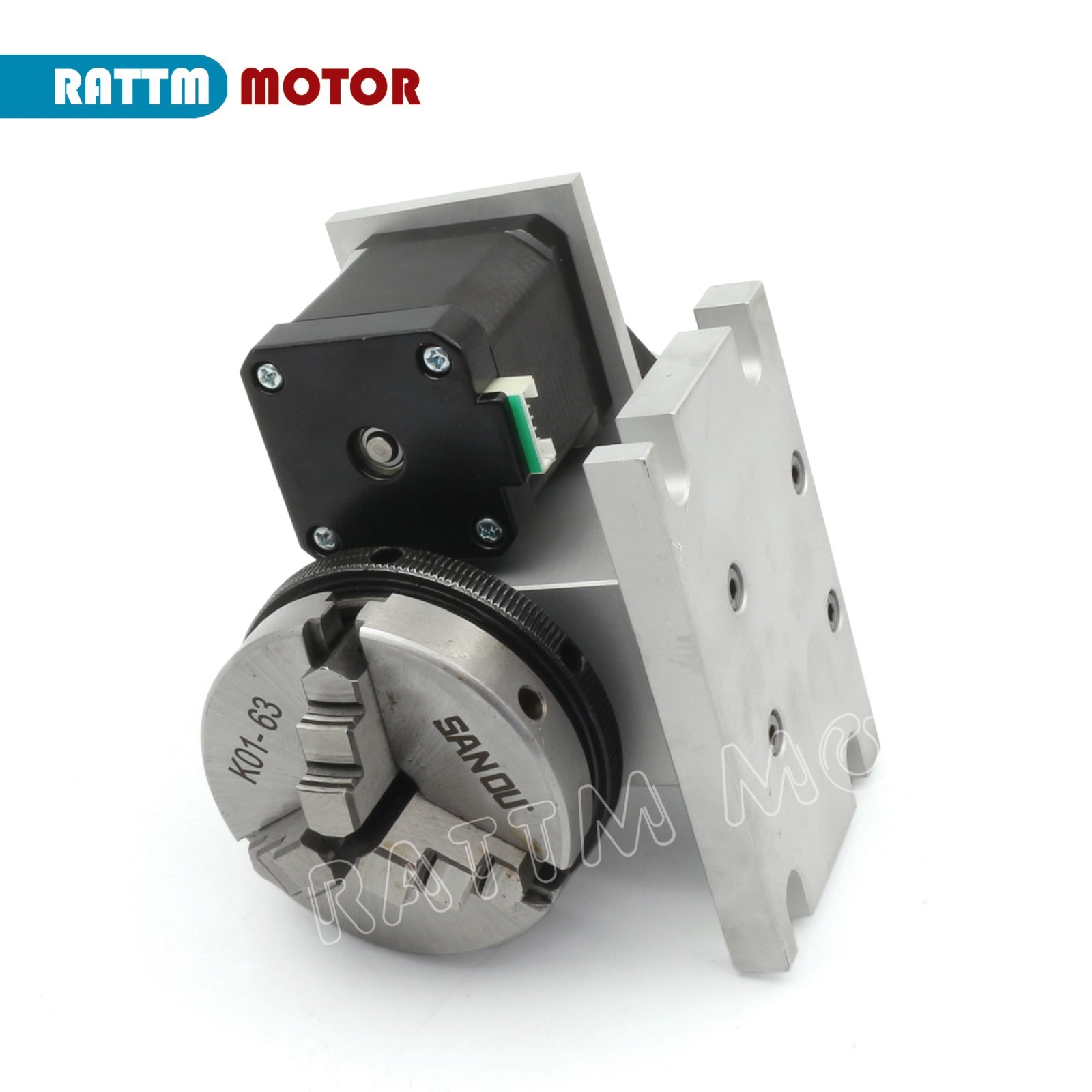 【US】 CNC Router Rotary Table 4:1 Rotation 4th Axis 3 Jaw 65mm Chuck w/ Tailstock