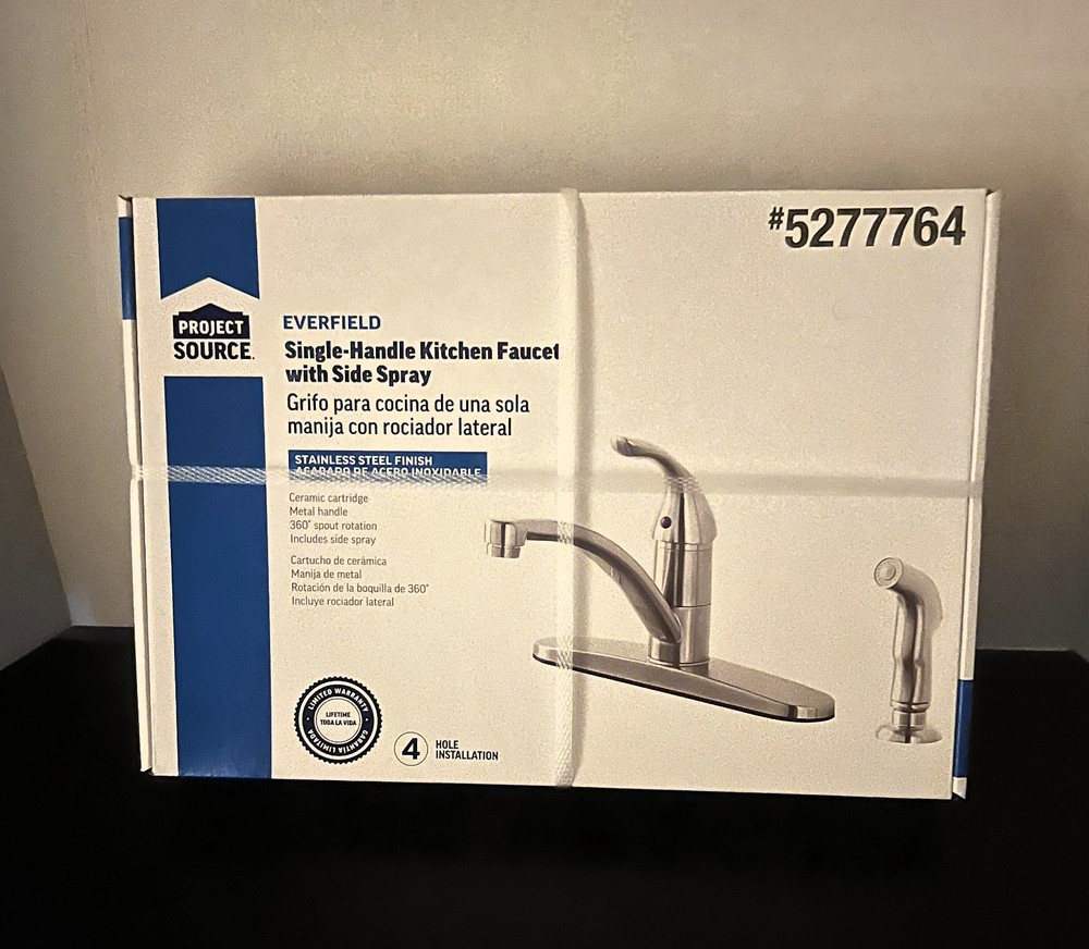 Project Source Everfield Stainless Steel Single-Handle Kitchen Faucet Side Spray