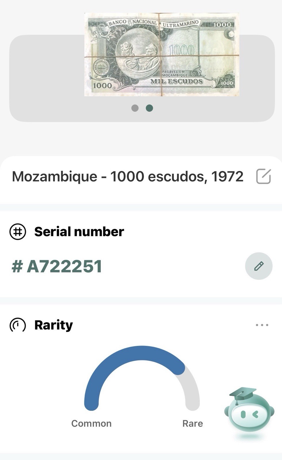 Aviation Large Mozambique Currency *UNC* sequential 1000 Escudos 1972 Banknote