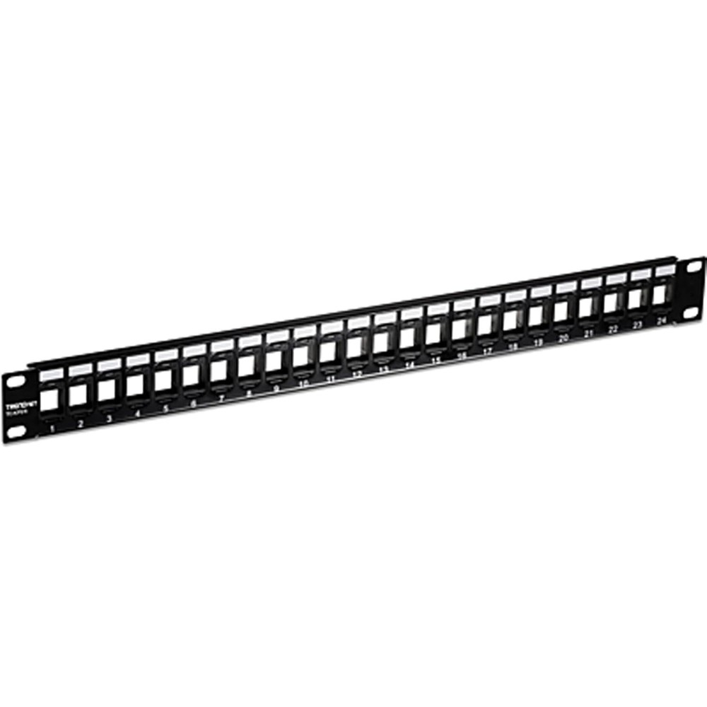 Elegant 24-Port Patch Panel: 1U Rackmount, Compatible with Cat6 Keystone Jacks