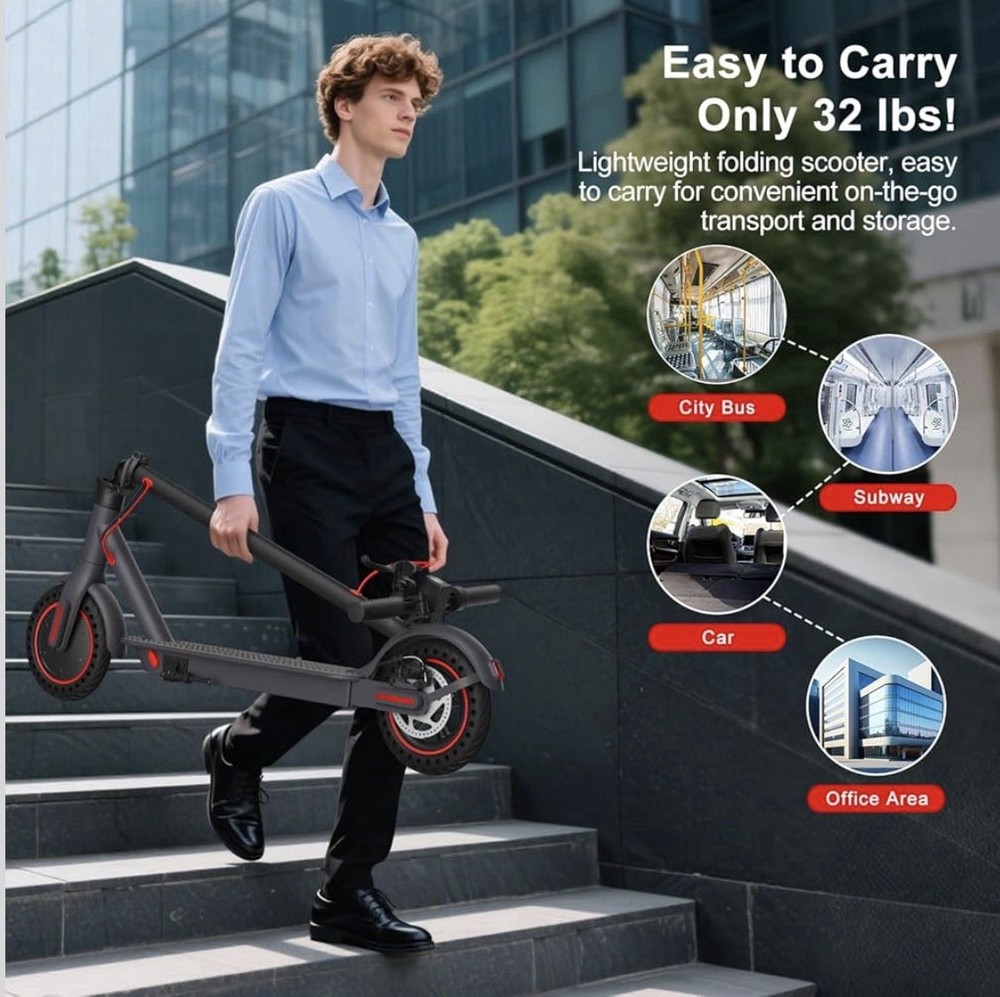 Powerful 500W Folding Electric Scooter LED Headlights Tail Light Adults