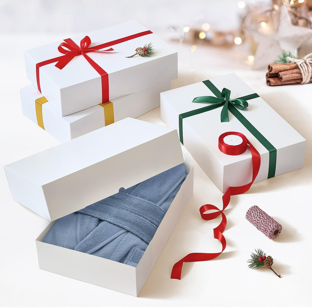 12 Premium Gift Boxes with Lids for Presents, Extra Large White Boxes for Wra...