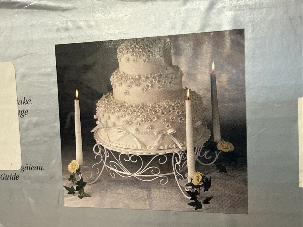 Wilton Candlelight Cake Stand 21.5” Diameter Scrollwork 1996 Original Box EUC