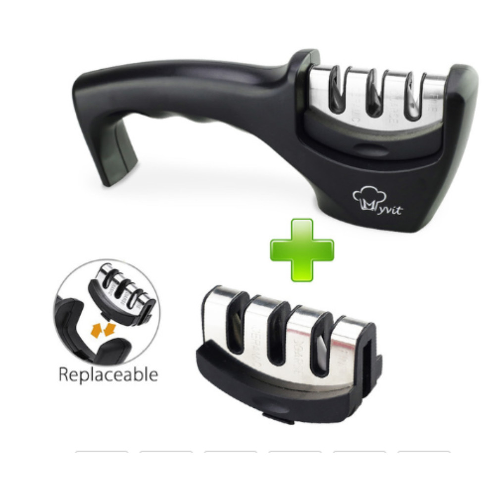 Myvit Knife Sharpener 3 Step Ceramic Black New Kitchen