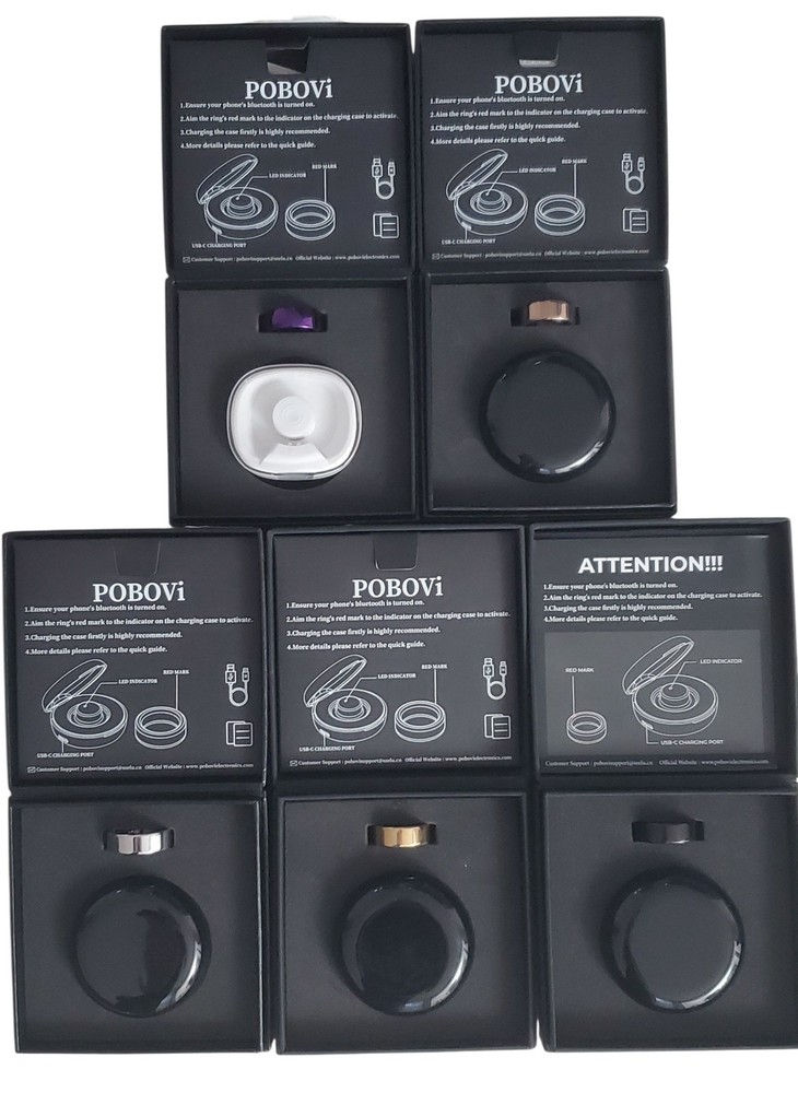POBOVi Smart Ring With Wireless Charging Case, Size 7, Black -C3  (Open box)