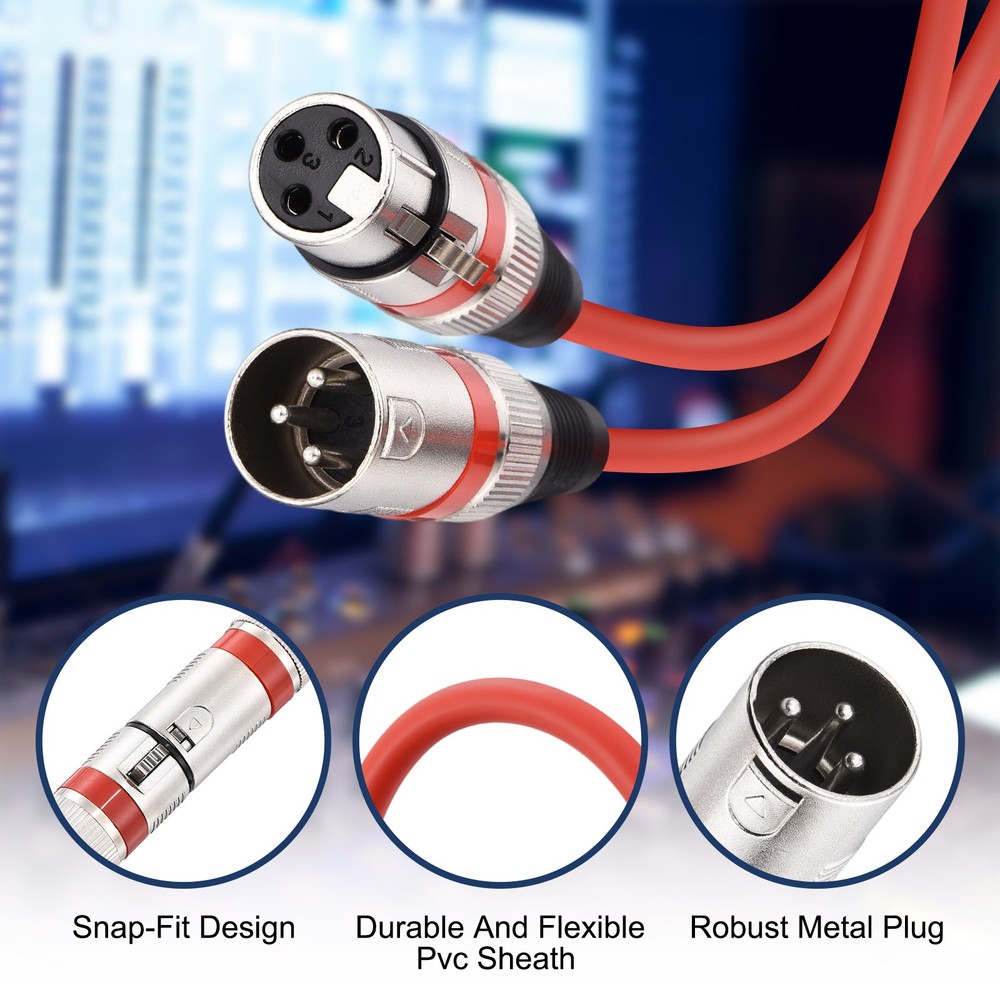 6 Pcs XLR Cables, 6.5 ft Microphone Cable for Live Recording Studios, Red