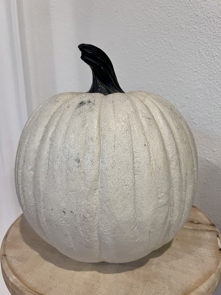 13” Spider Pumpkin - White Glitter