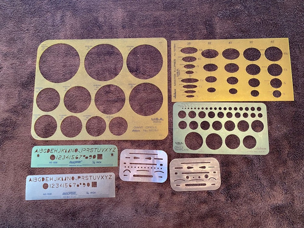 Large Lot Engineering/Drafting/Mechanical Drawing Templates, Rulers, 60 pcs