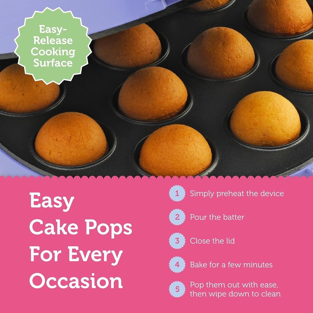 Versatile Cake Pop Maker with Recipes - Create 12 Pops for Every Occasion
