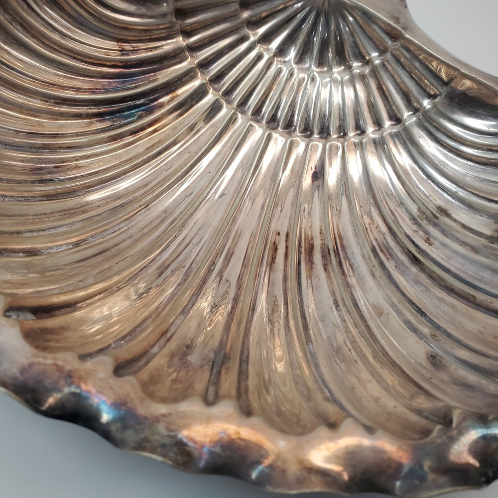 Antique Wilson & Sharp Edinburgh SCALLOP Shell Dish Silver‑Plate 8885 Footed