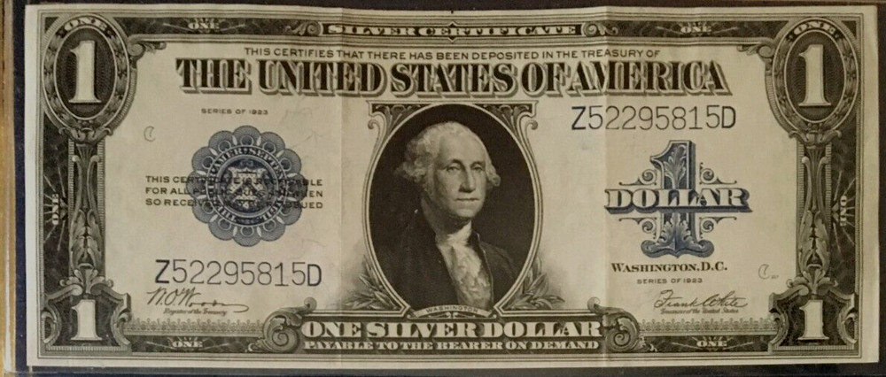 1923 $1 SILVER CERTIFICATE US LARGE NOTE, WOODS/WHITE     9113