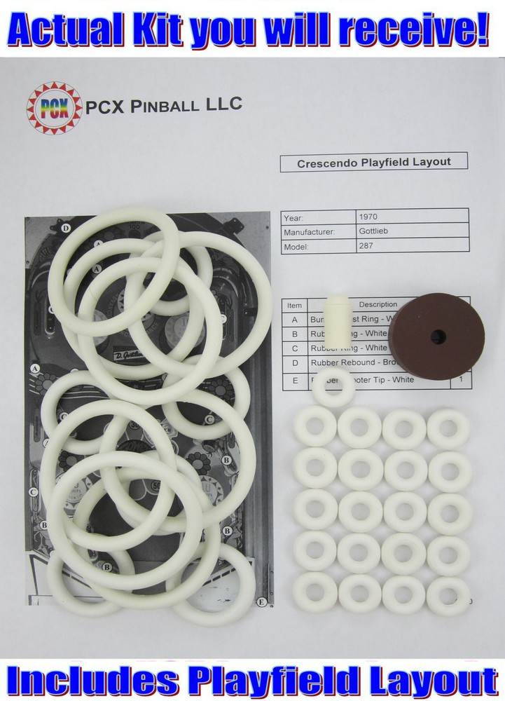 1970 Gottlieb Crescendo Pinball Machine Rubber Ring Kit