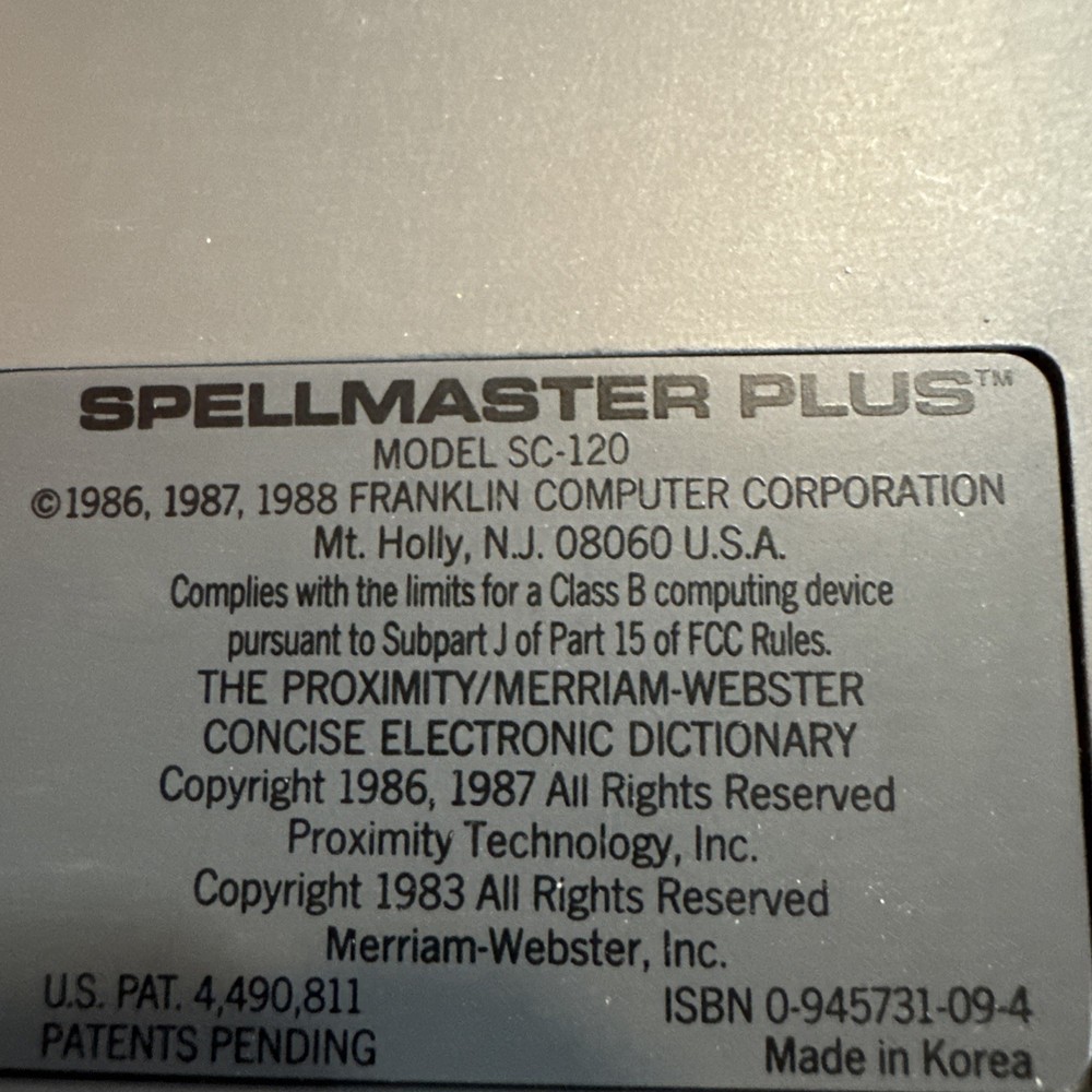 2 Franklin SpellMaster Plus SC-120 Electronic Merriam Dictionary - Tested