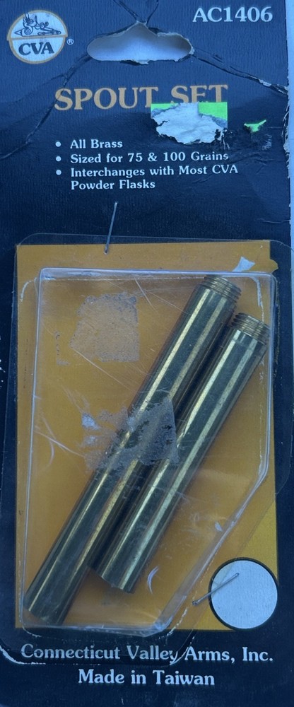 CVA AC1406 Brass Spout Set 75 & 100 Grain Black Powder Flask Muzzleloader