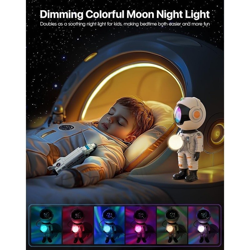 Astronaut Galaxy Projector Night Light 29 Effects Remote Control Auto-Off Timer