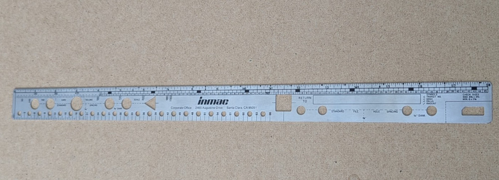 Vintage Inmac 18" Etched Data Processing Form Ruler Computer Layout Punch Cards