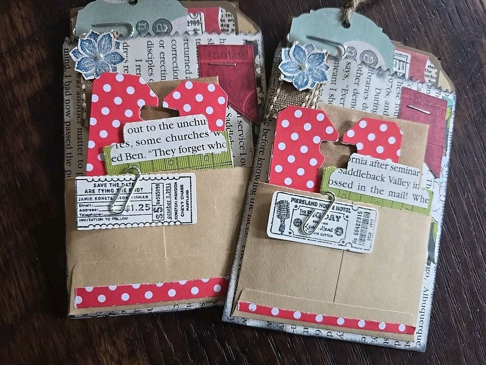 15 Piece Handmade Junk Journaling Ephemera Pack Folio Pocket Tags