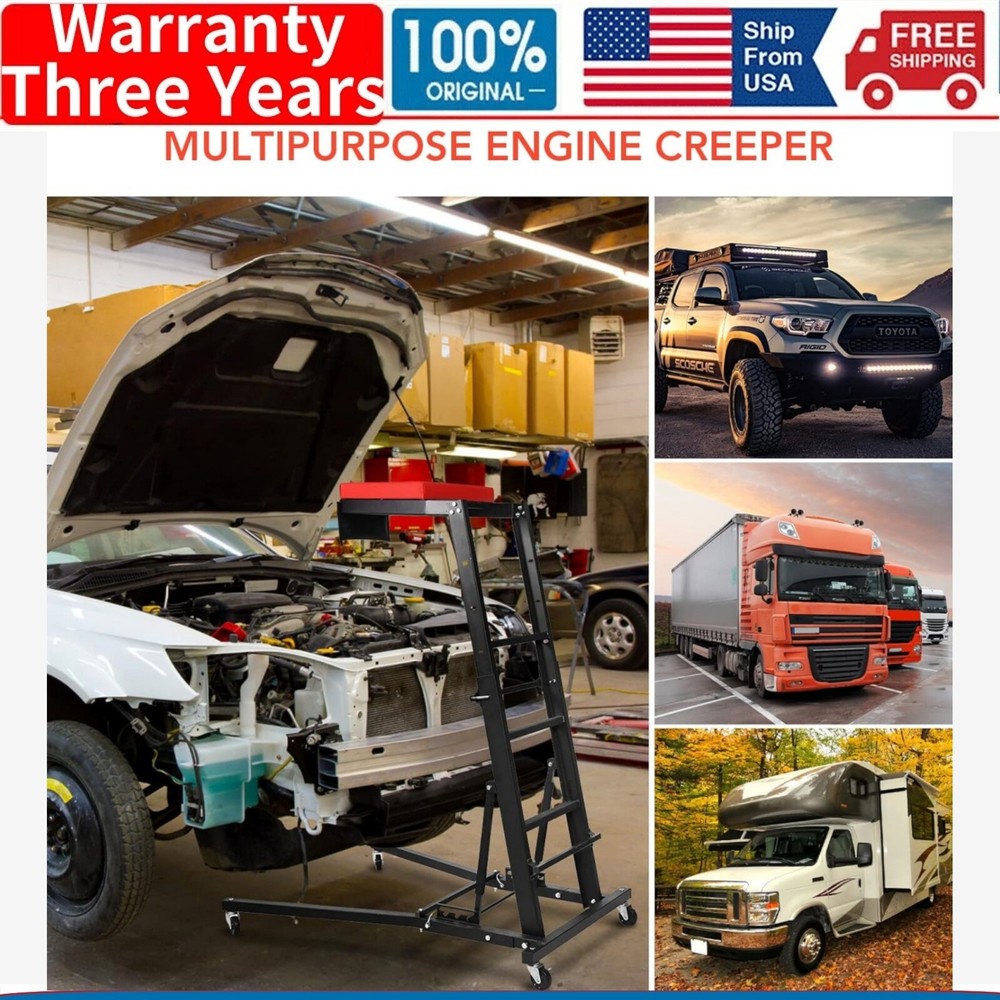 400 lbs Capacity Adjustable Automotive Engine Creeper Thick Padded Deck Foldable