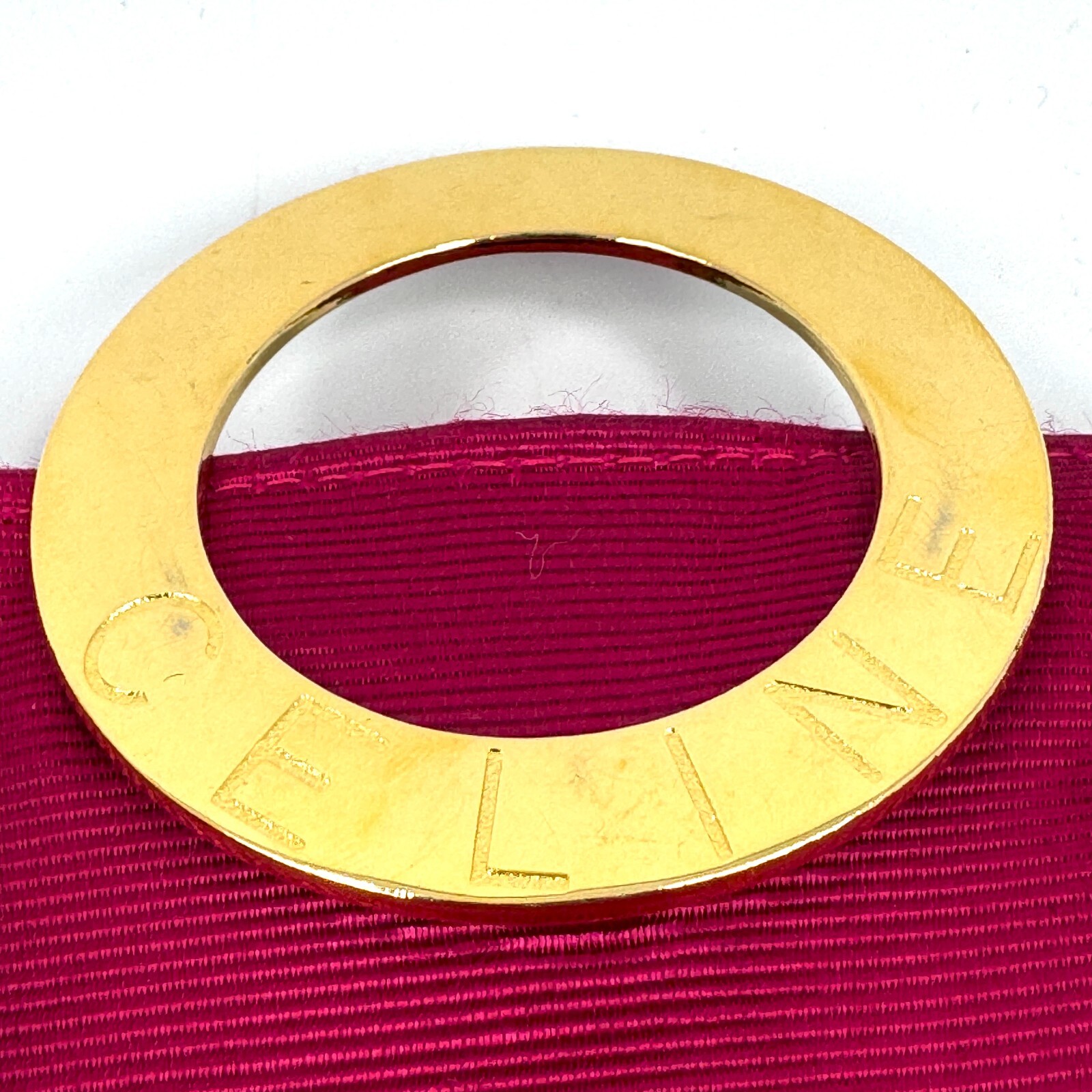 CELINE Circle Pouch Nylon Pink Authentic