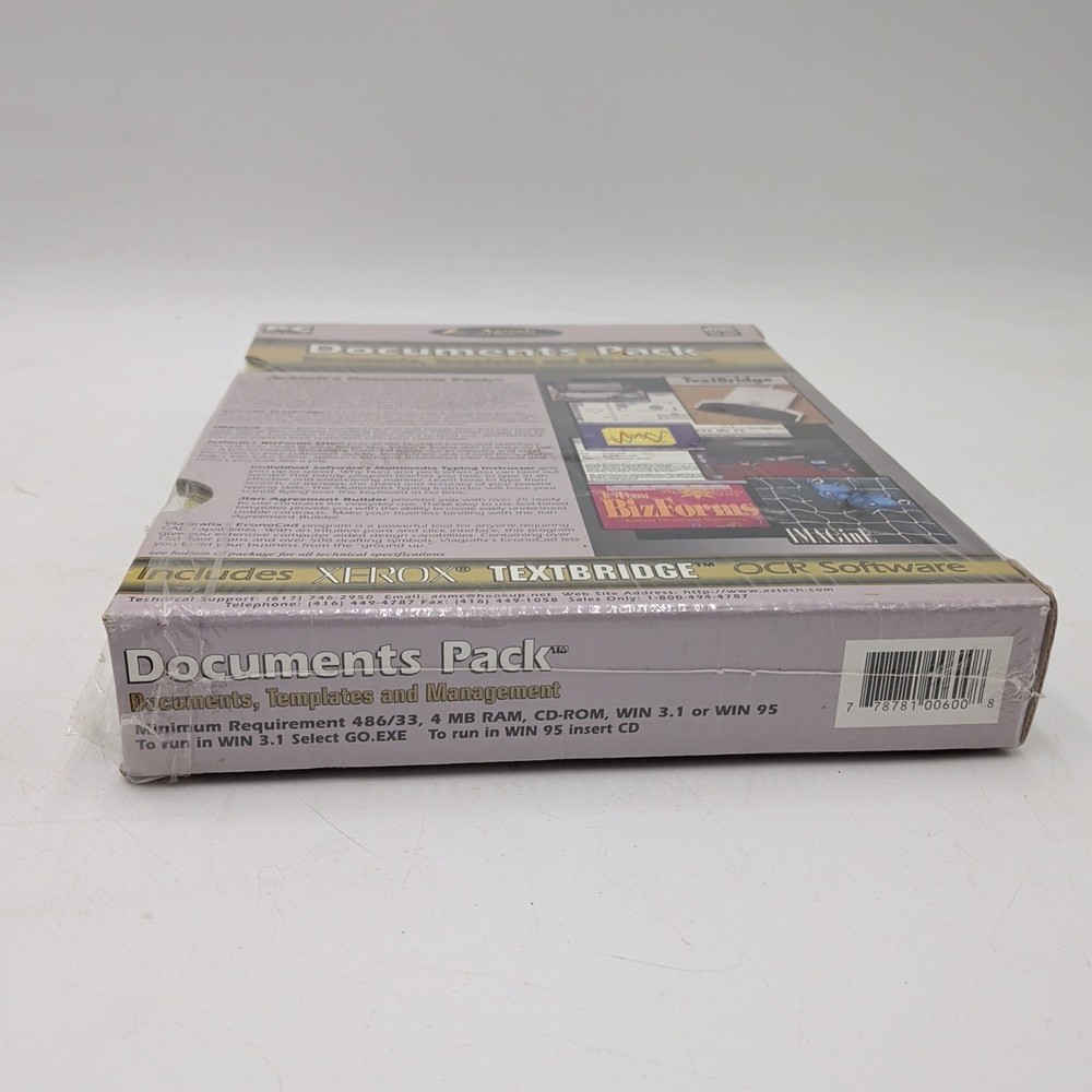 Aztech New Media Documents Pack Text bridge Ocr Vintage New Sealed Software W95
