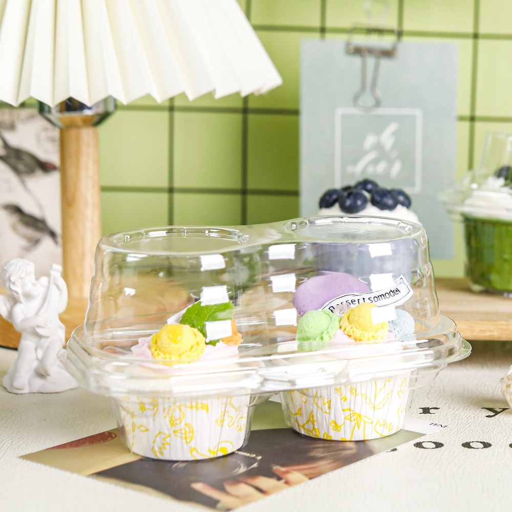 2 Count Cupcake Containers 75 Pack Holder with Connected Airtight Lid Boxes