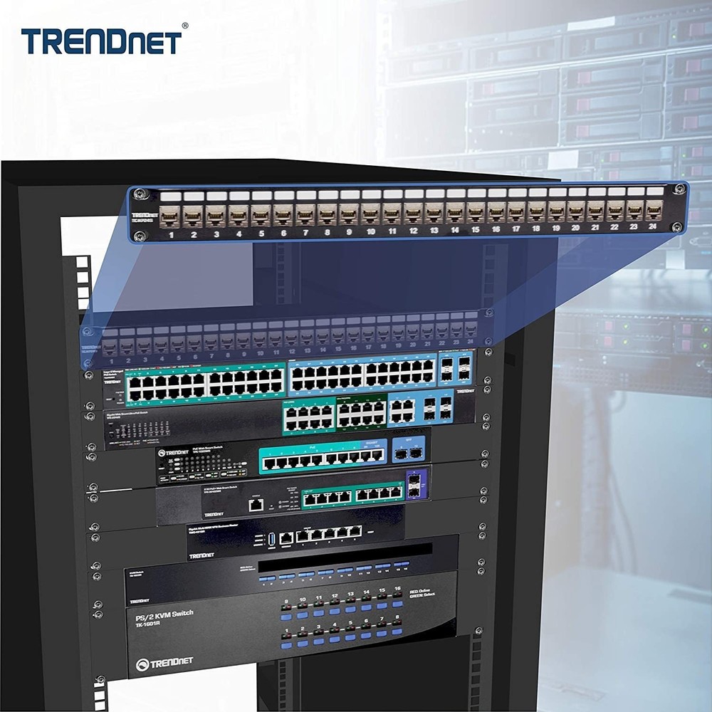 TRENDnet 24 Port Blank Keystone 1U Patch Panel for Cat6 Networking Solutions