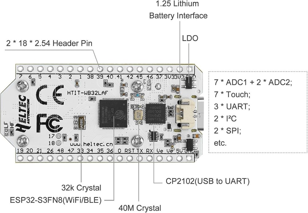 Integrated WiFi Bluetooth LoRa V3 Development Board with OLED & Type-C Power