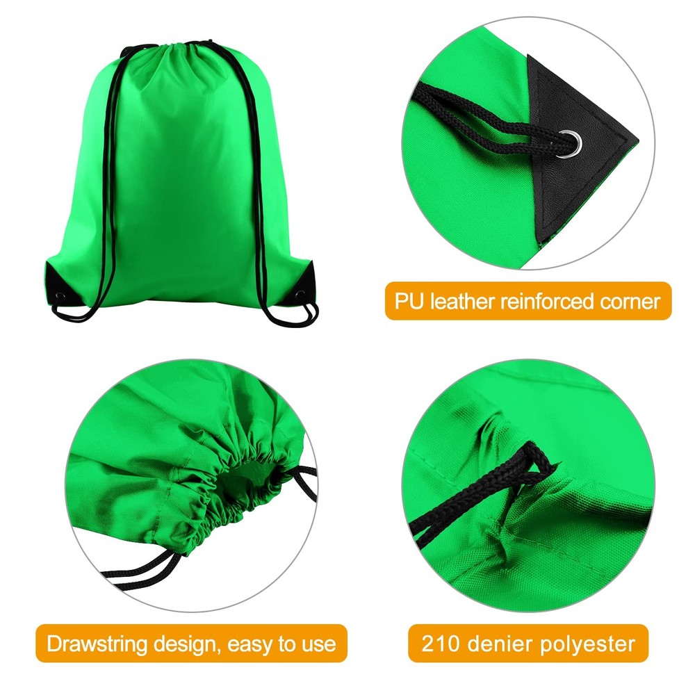 KUUQA 50Pcs Green Drawstring Backpack Bulk Bags 15.7"*13.4",