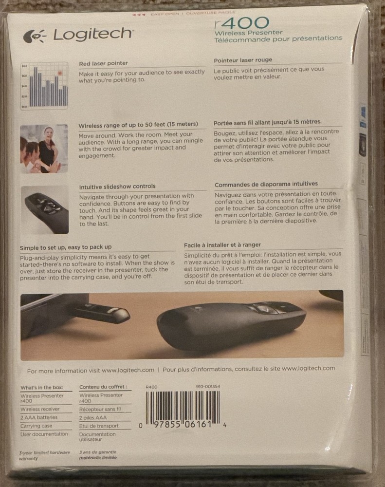 Logitech Wireless Presenter R400 Wireless Presentation Remote - Sealed New