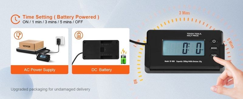 SucceBuy 440lbs Digital Shipping Scale with Timer Tare Function HD LCD Screen...