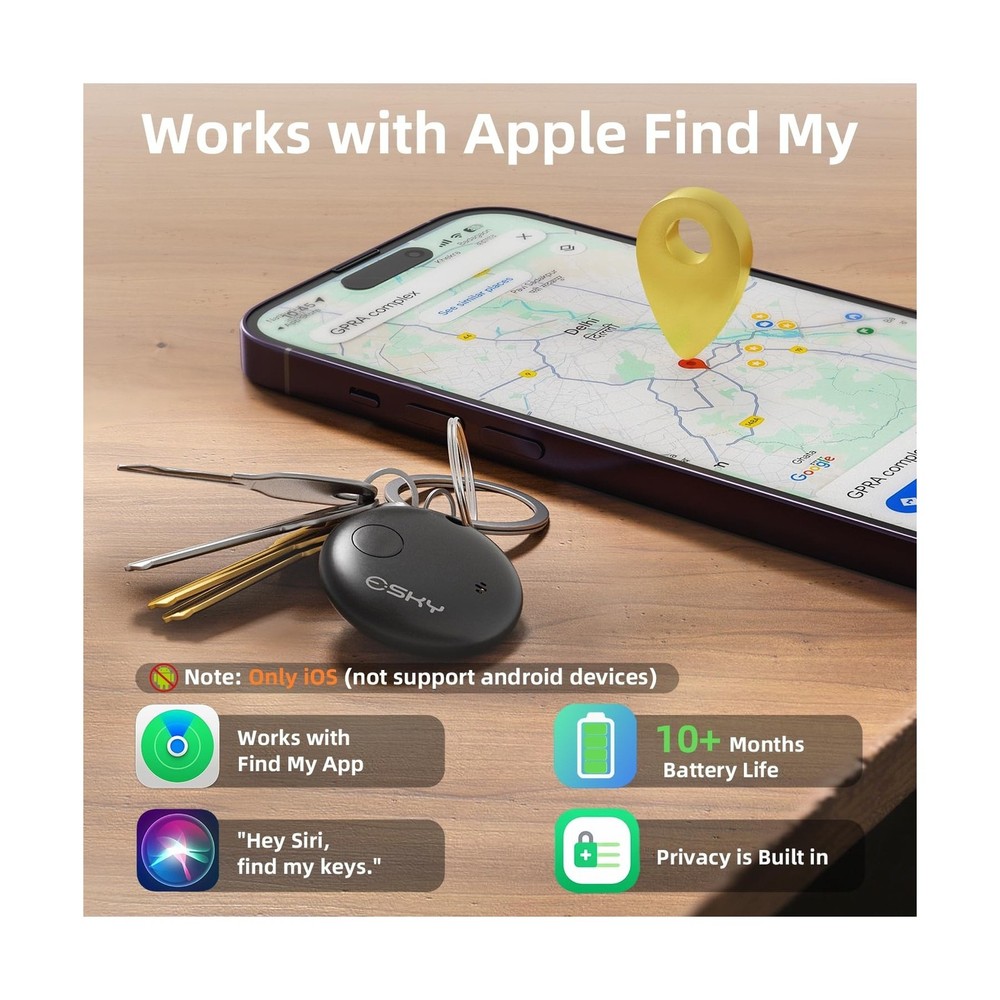Esky Air Tracker Tags-4 Pack, Bluetooth Smart Luggage Tracker Works with Appl...