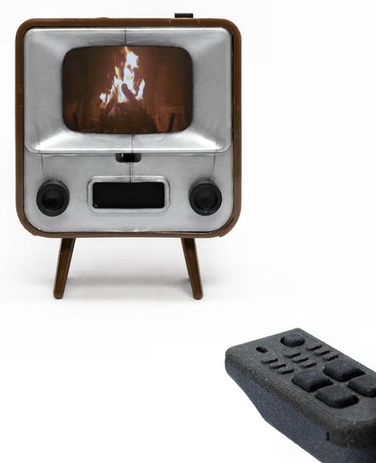 TinyCircuits TinyTV 2 With Tiny Remote, Brown, Hold Up To 10 Hours Of Video