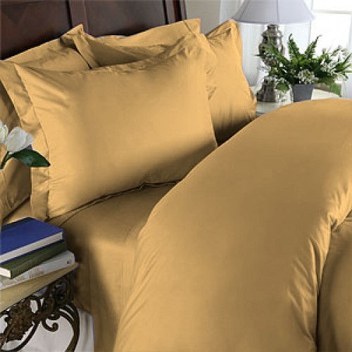 Queen Size Golden Solid / Plain Sheet Set 1000 Thread Count 100% Egyptian Cotton