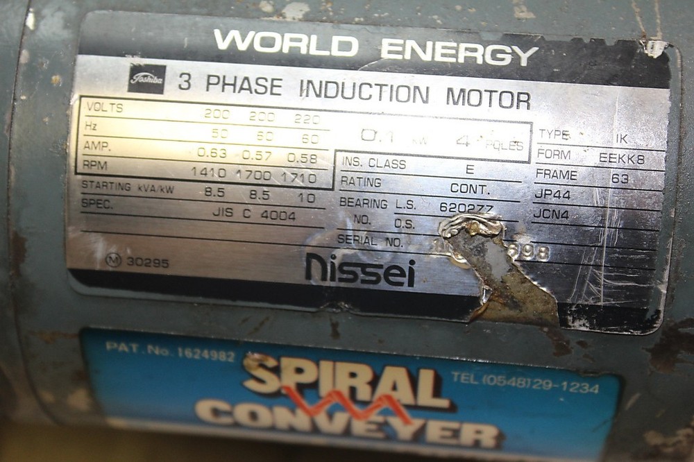 NISSEI EEKK8 SPIRAL CONVEYER GTR G0B-404