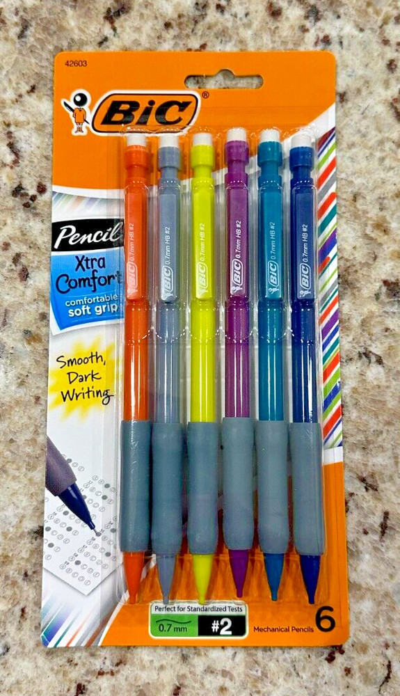 BIC, Mechanical Pencils, (6) Xtra-Comfort, Comfortable Grip, Smooth, Dark